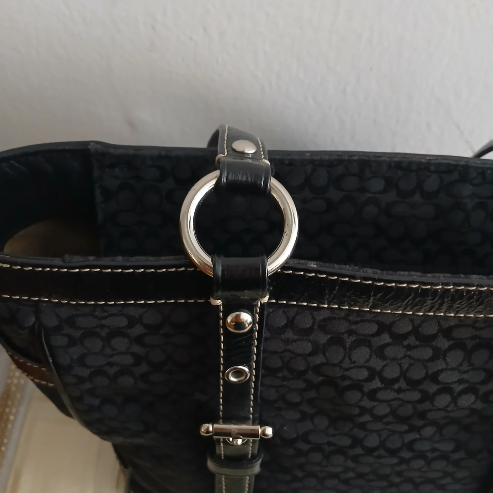 Vintage Coach Signature Gallery Jacquard Black Tote Purse Carryall - Picture 6 of 12